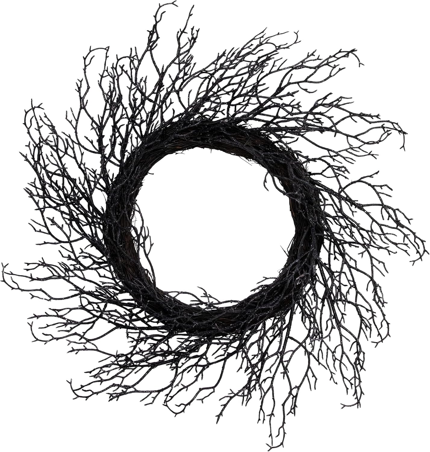 Northlight Glittered Twig Artificial Halloween Wreath 24 Inch Black