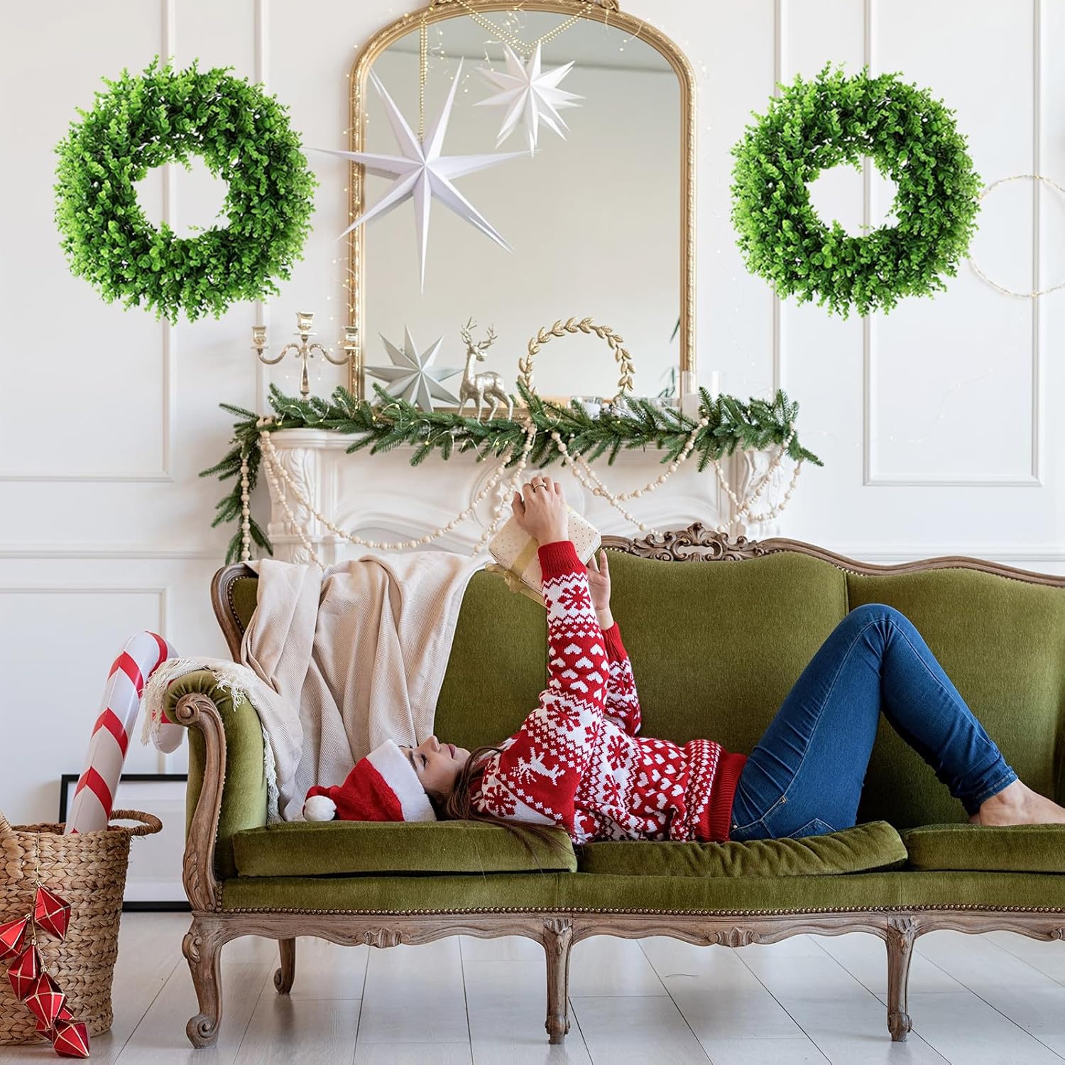 Preserved Boxwood Wreath Artificial 20 Inch