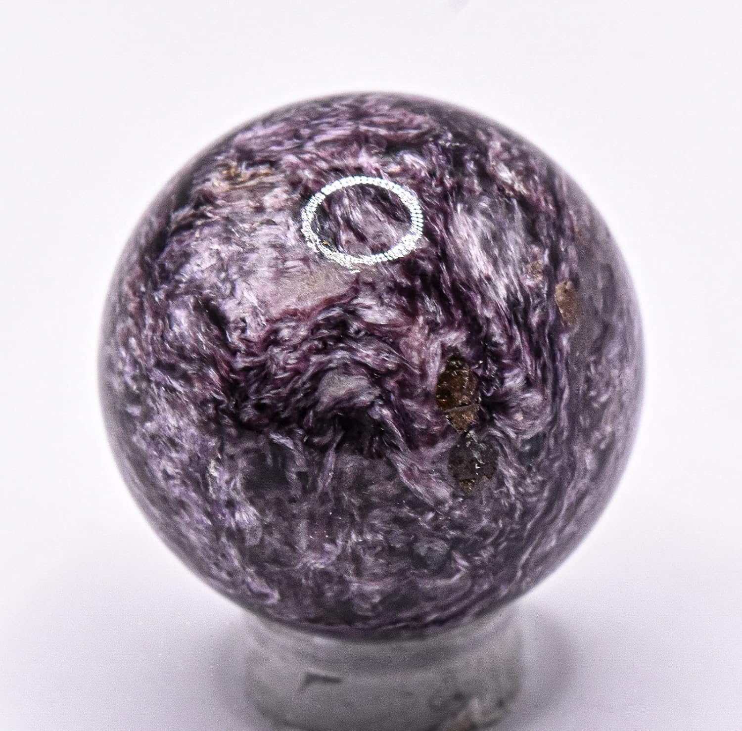 30mm Purple Charoite Sphere with Orange Inclusions Decor Ball - Russia