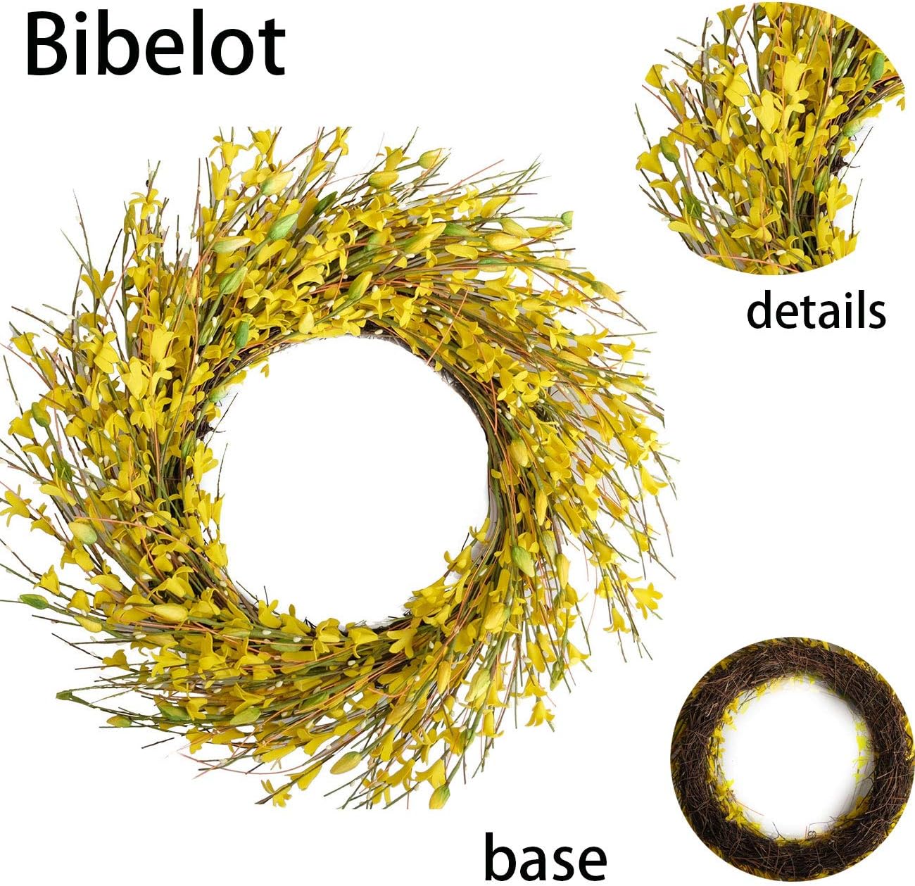 Bibelot 18 Inch Artificial Forsythia Wreath Yellow