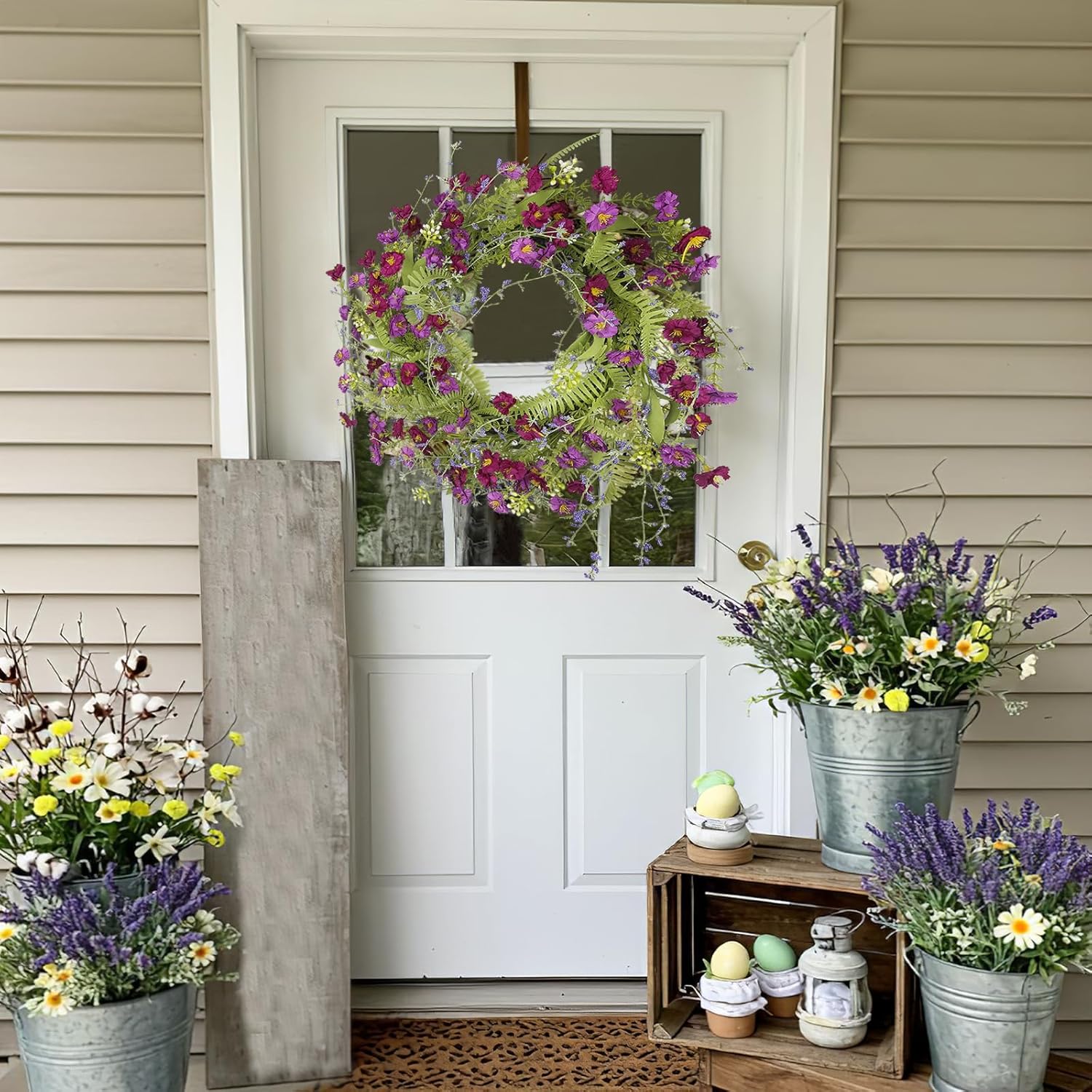 CISDUEO 20 Inch Spring Wreath Decor