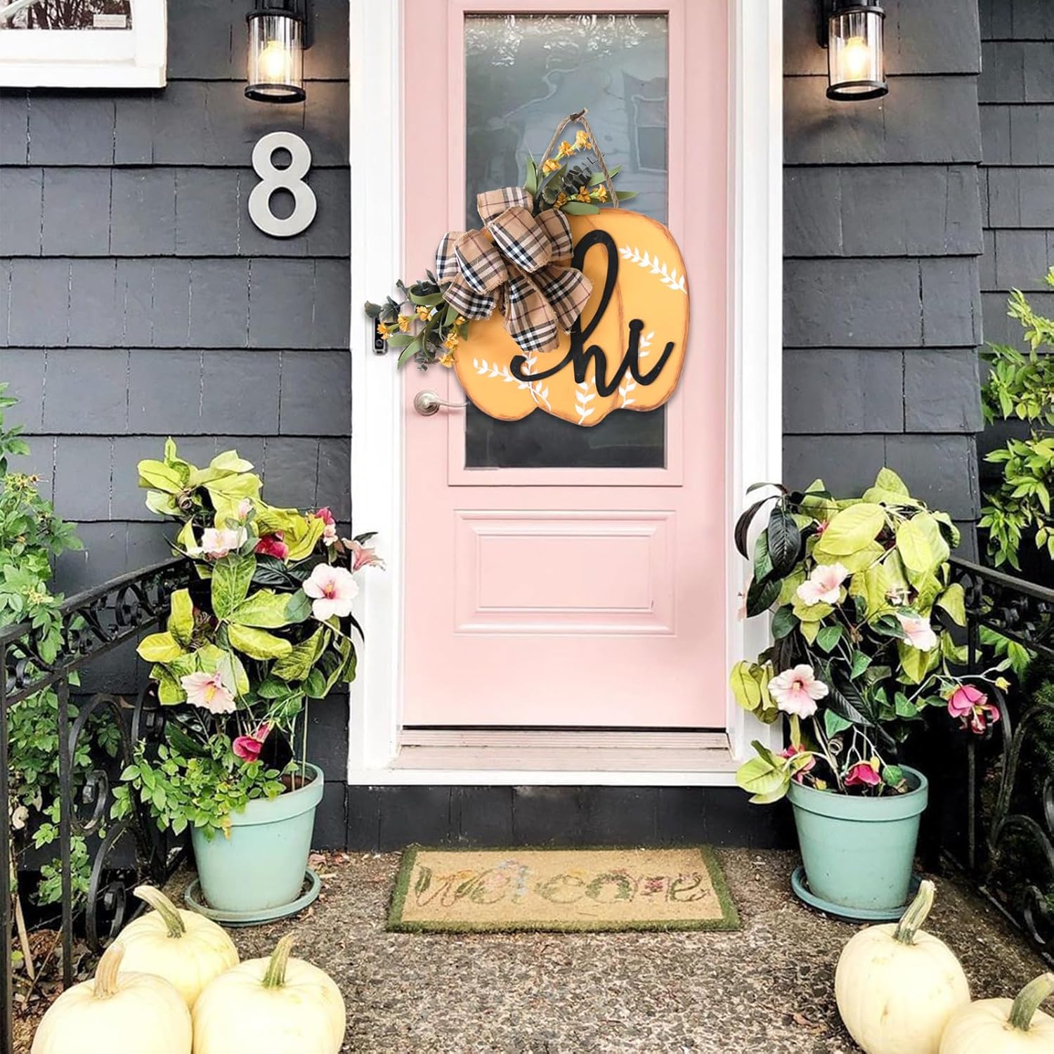Idyllic Fall Harvest Pumpkin Wreath for Front Door