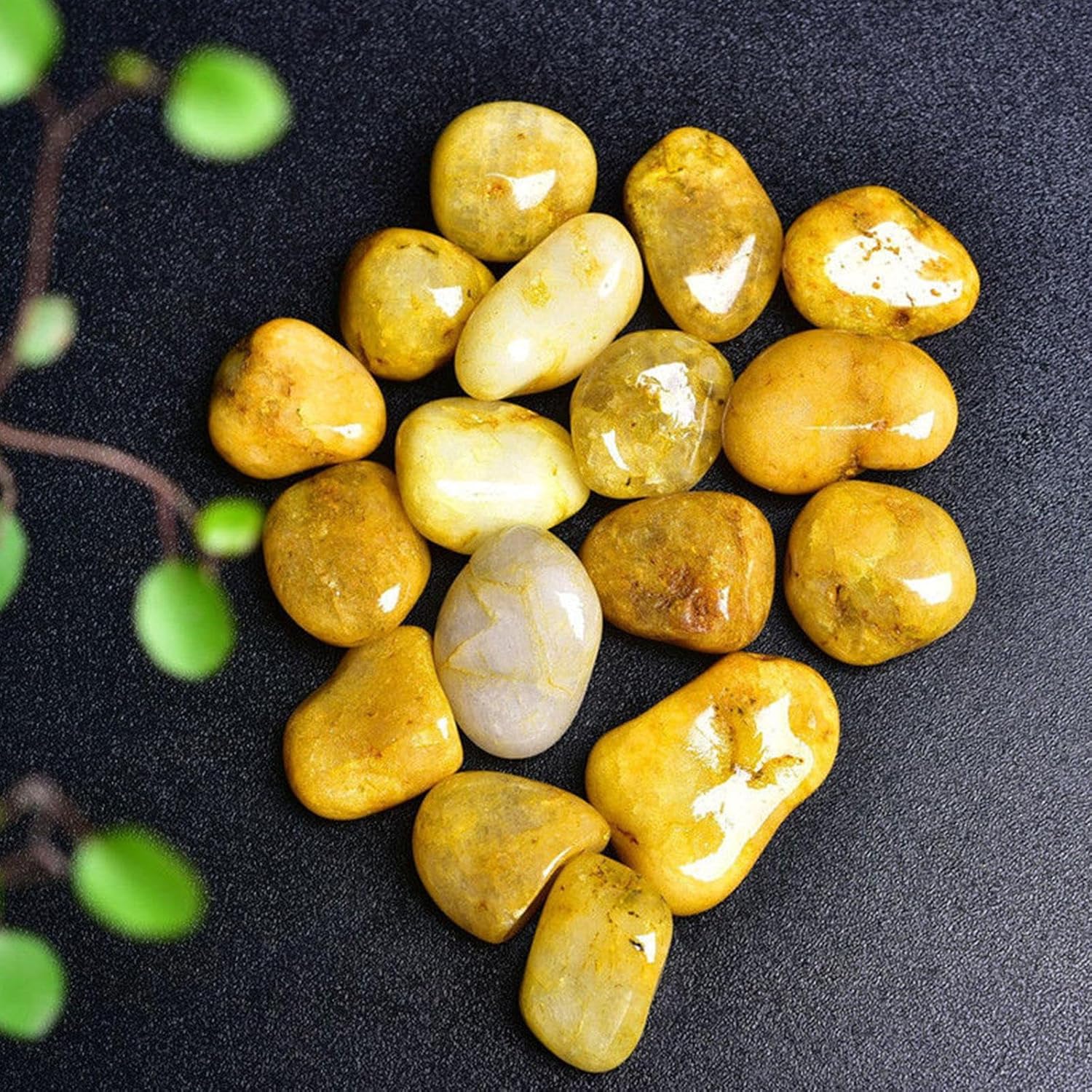 22 Pound Tumbled Yellow Jade Stones for Indoor Fountain