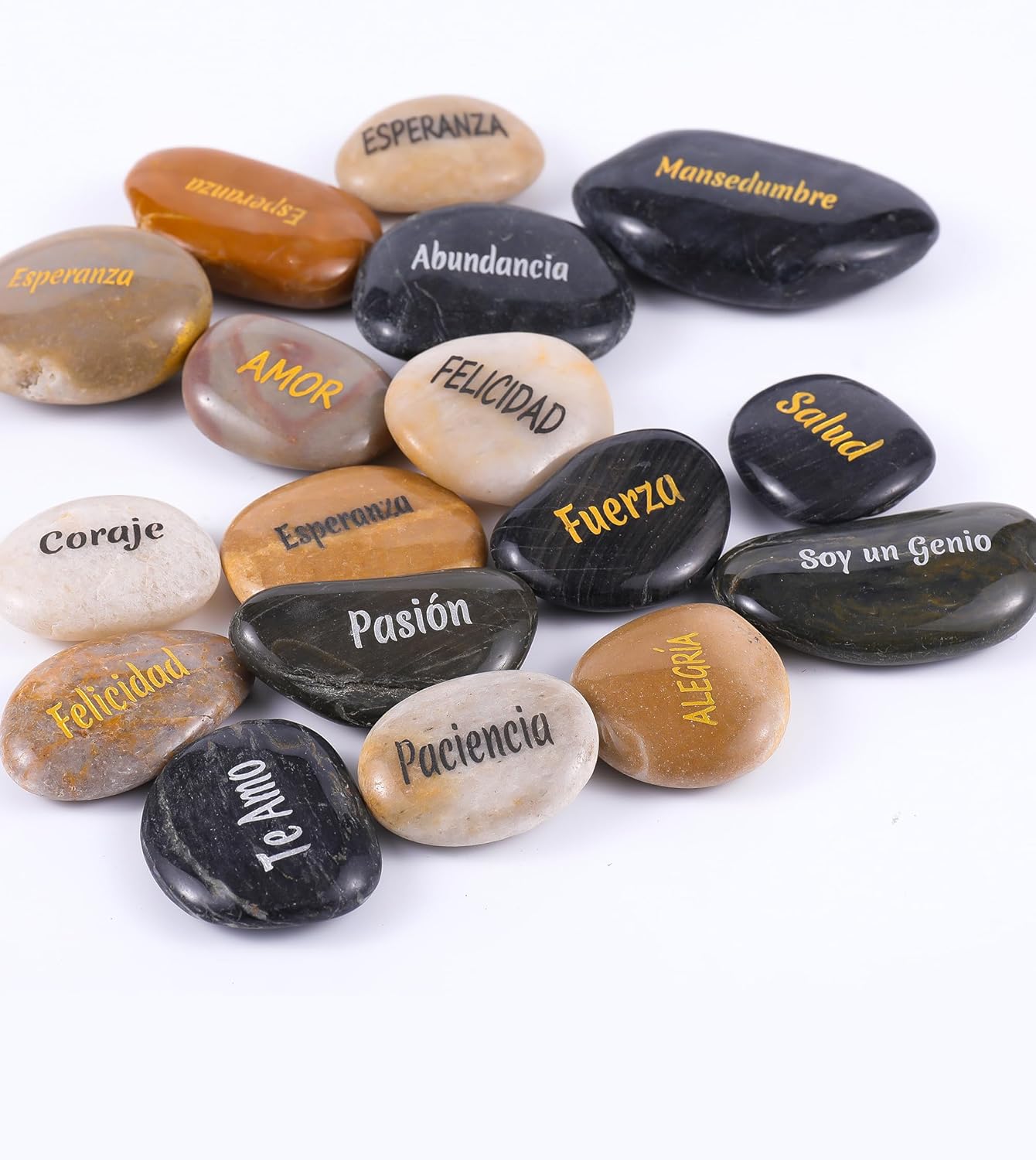 ROCKIMPACT 100 Pieces Spanish Engraved Stones for Motivation and Inspiration