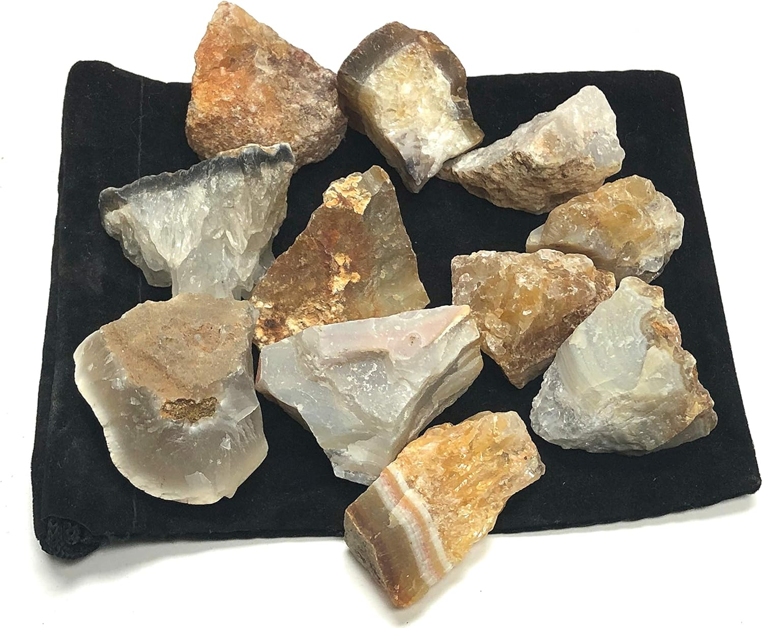 Rough Natural Agate Stones - Large 1 Inch Pieces Velvet Bag 12 Pound