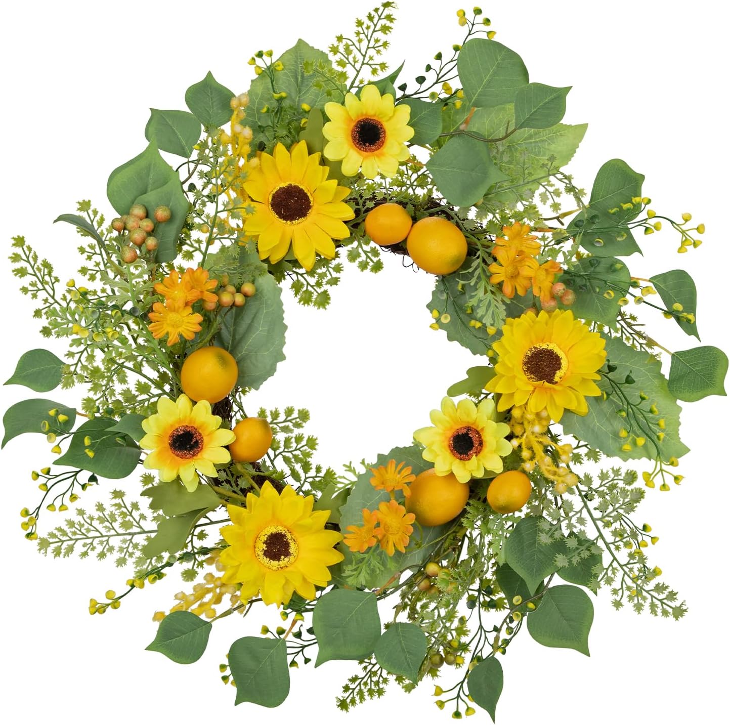 Lemon Sunflower Front Door Wreath 20 Inch Spring Decor