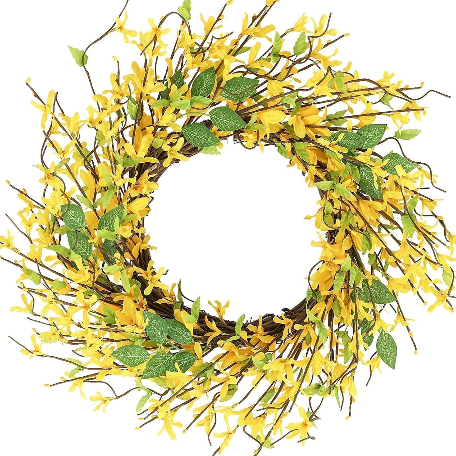 Hometrance 20 Inch Spring Wreath with Yellow Forsythia