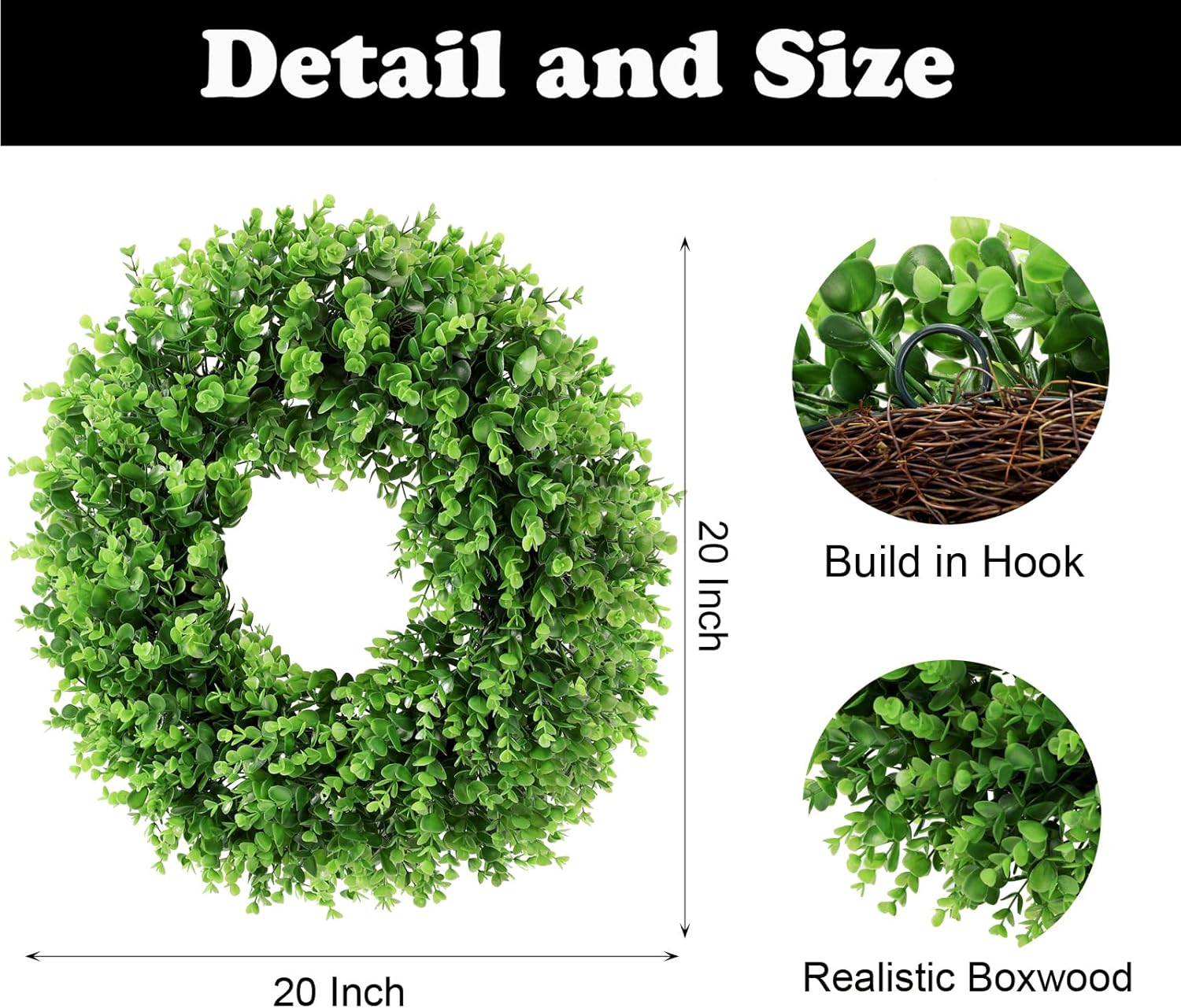Preserved Boxwood Wreath Artificial 20 Inch
