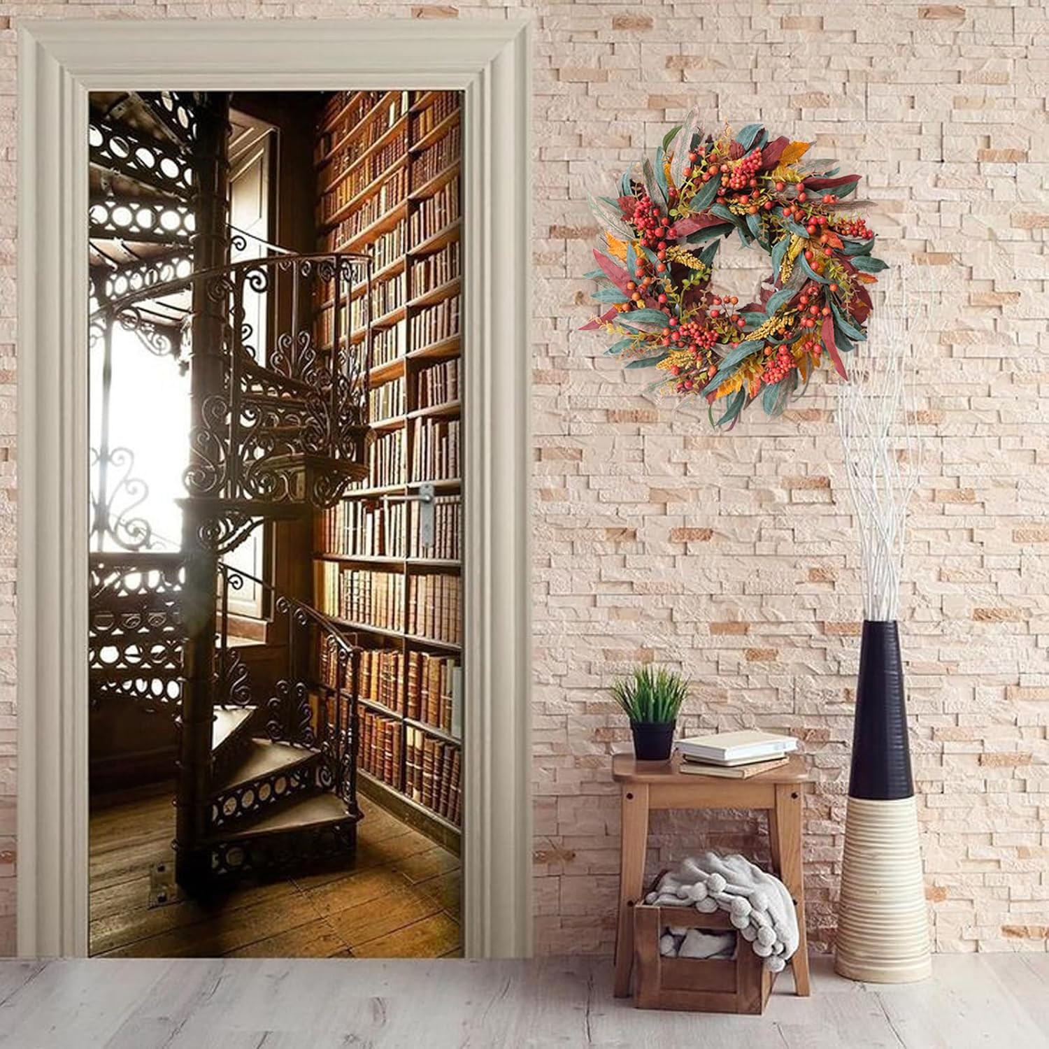 TEMPUS 22 Inch Fall Wreath Artificial Decor