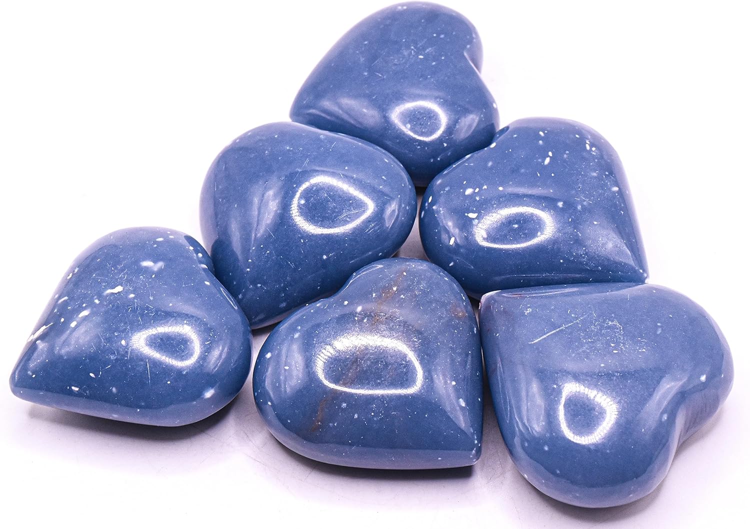 Blue Angelite Puffy Heart Natural Crystal Gemstone from Peru