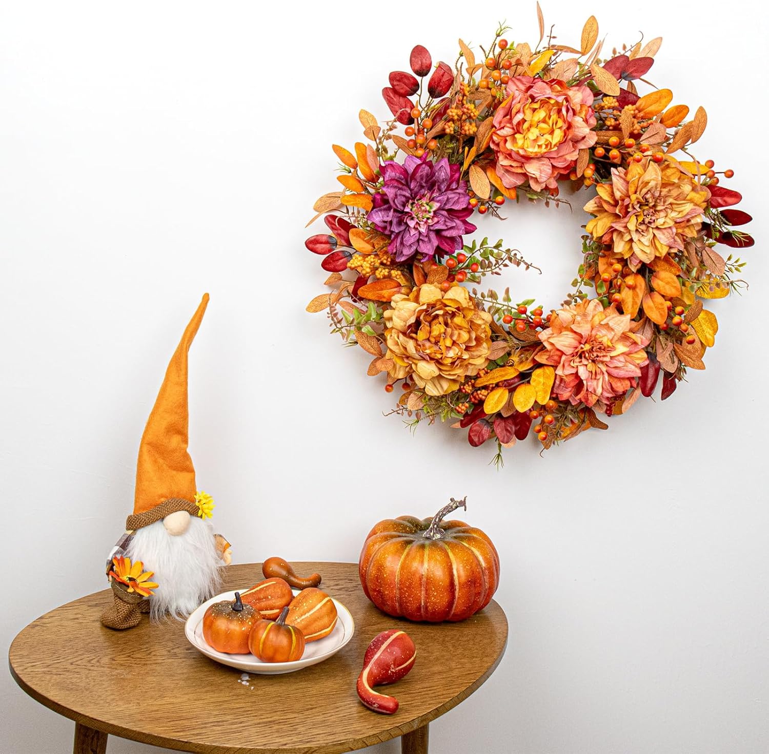 VioletEverGarden 22 Inch Autumn Wreath with 5 Colors