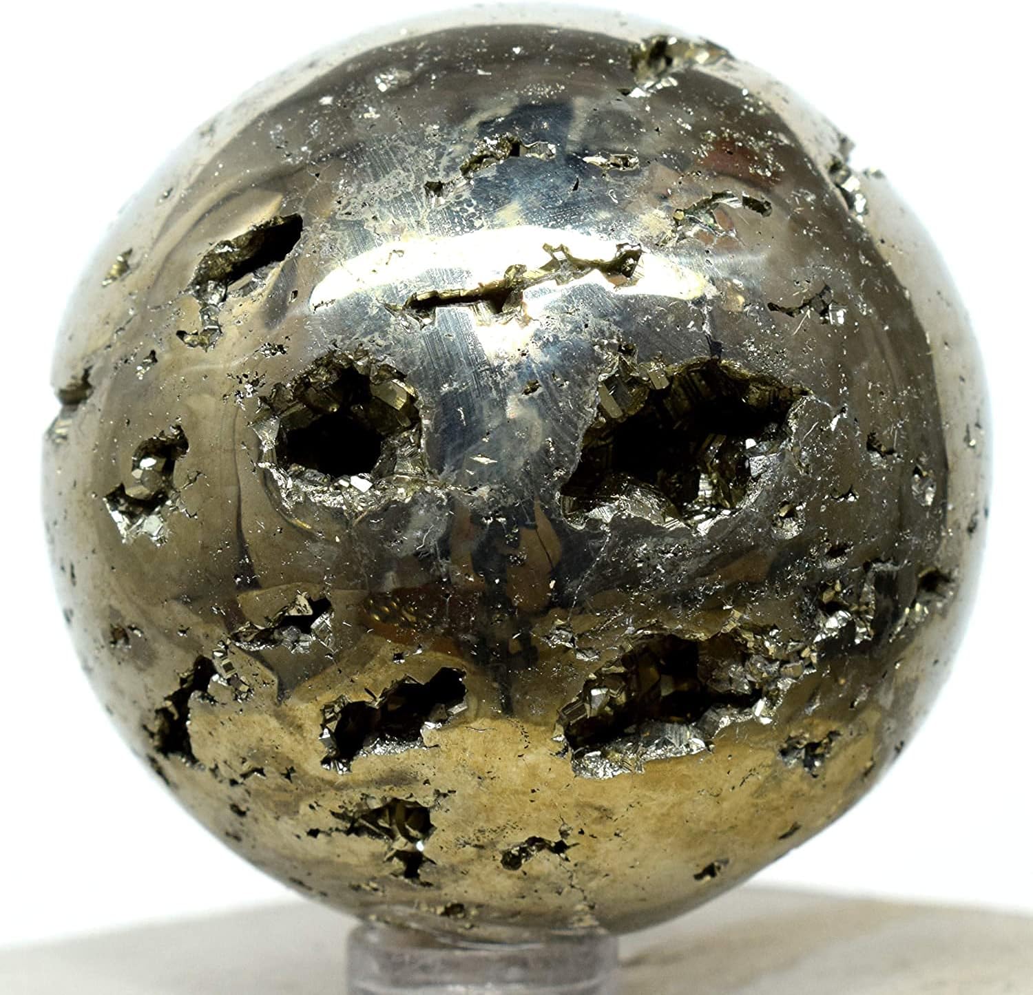HQRP Golden Pyrite Sphere 46mm with Stand