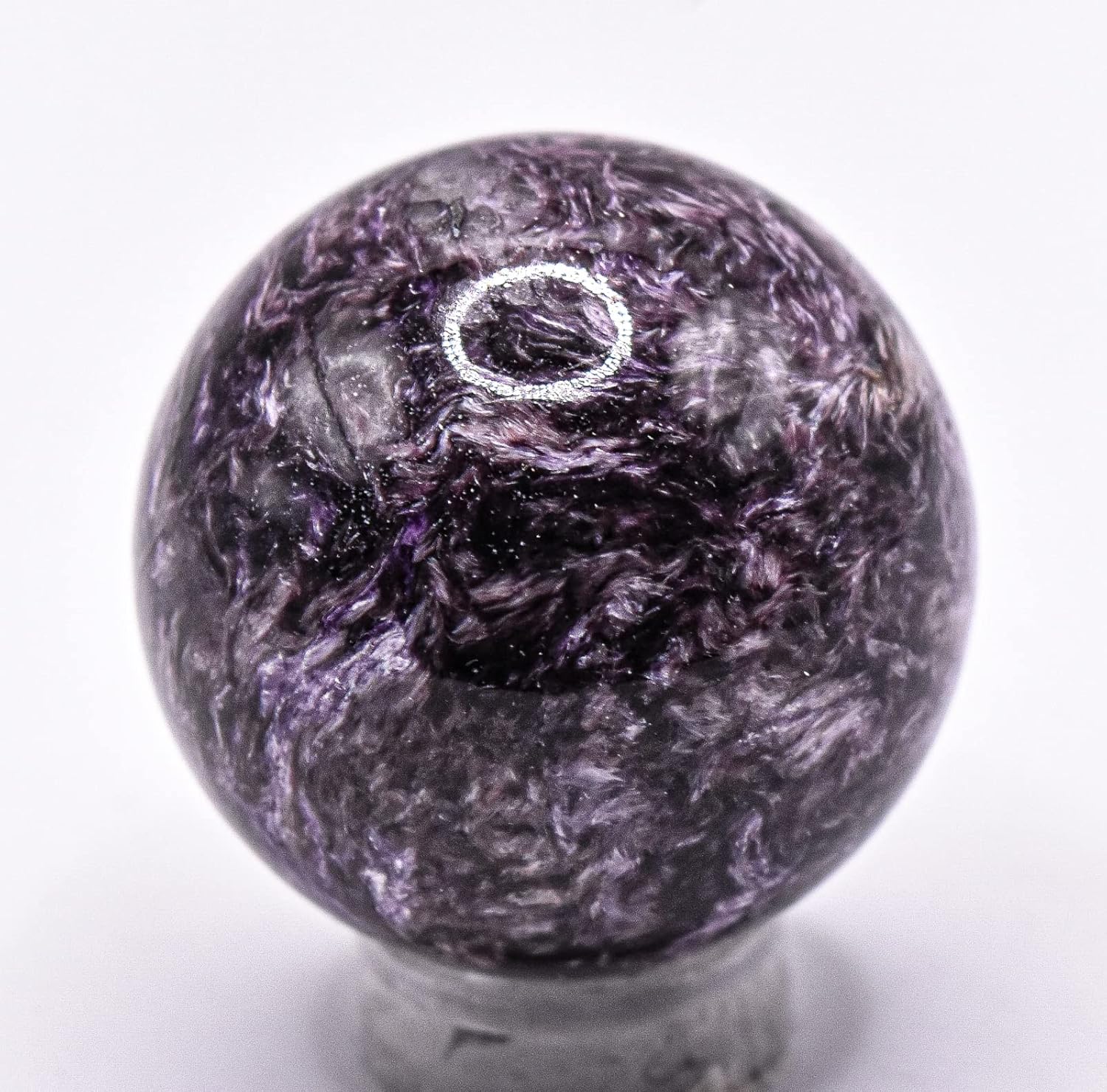 30mm Purple Charoite Sphere with Orange Inclusions Decor Ball - Russia