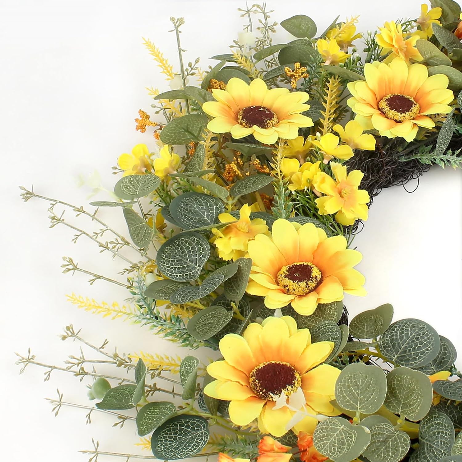 24 Inch Sunflower Wreath with Headband and DIY Accessories - Yellow