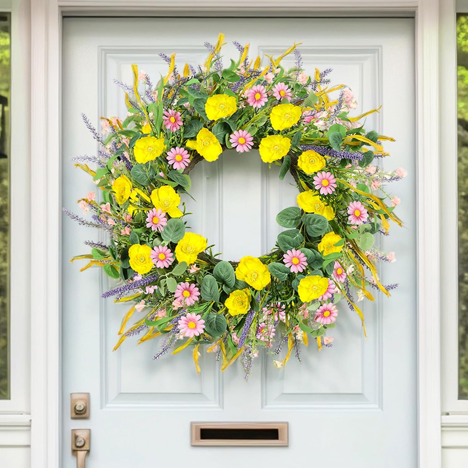 Zmtyykh 24 Inch Summer Wreath Door Decor