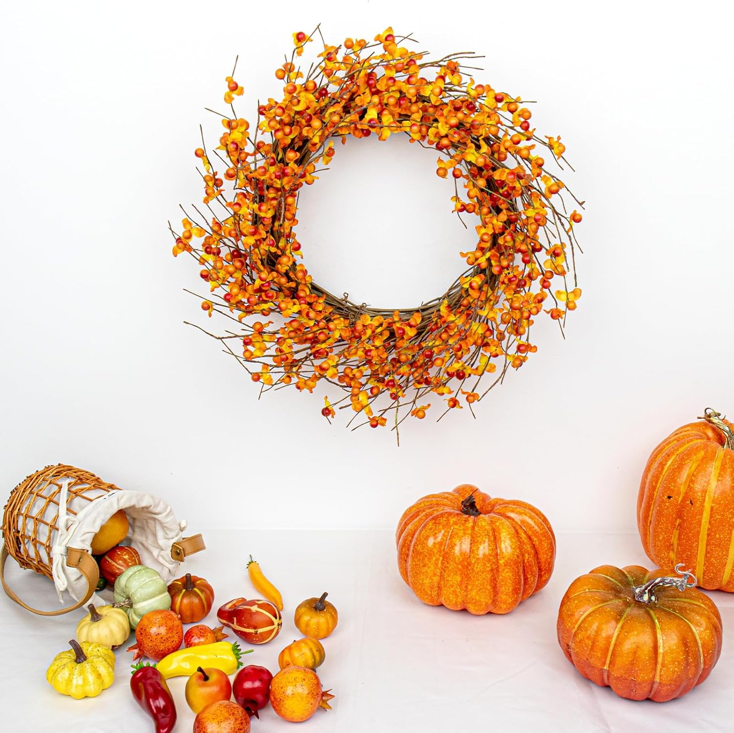 20 Inch Artificial Autumn Wreath for Front Door