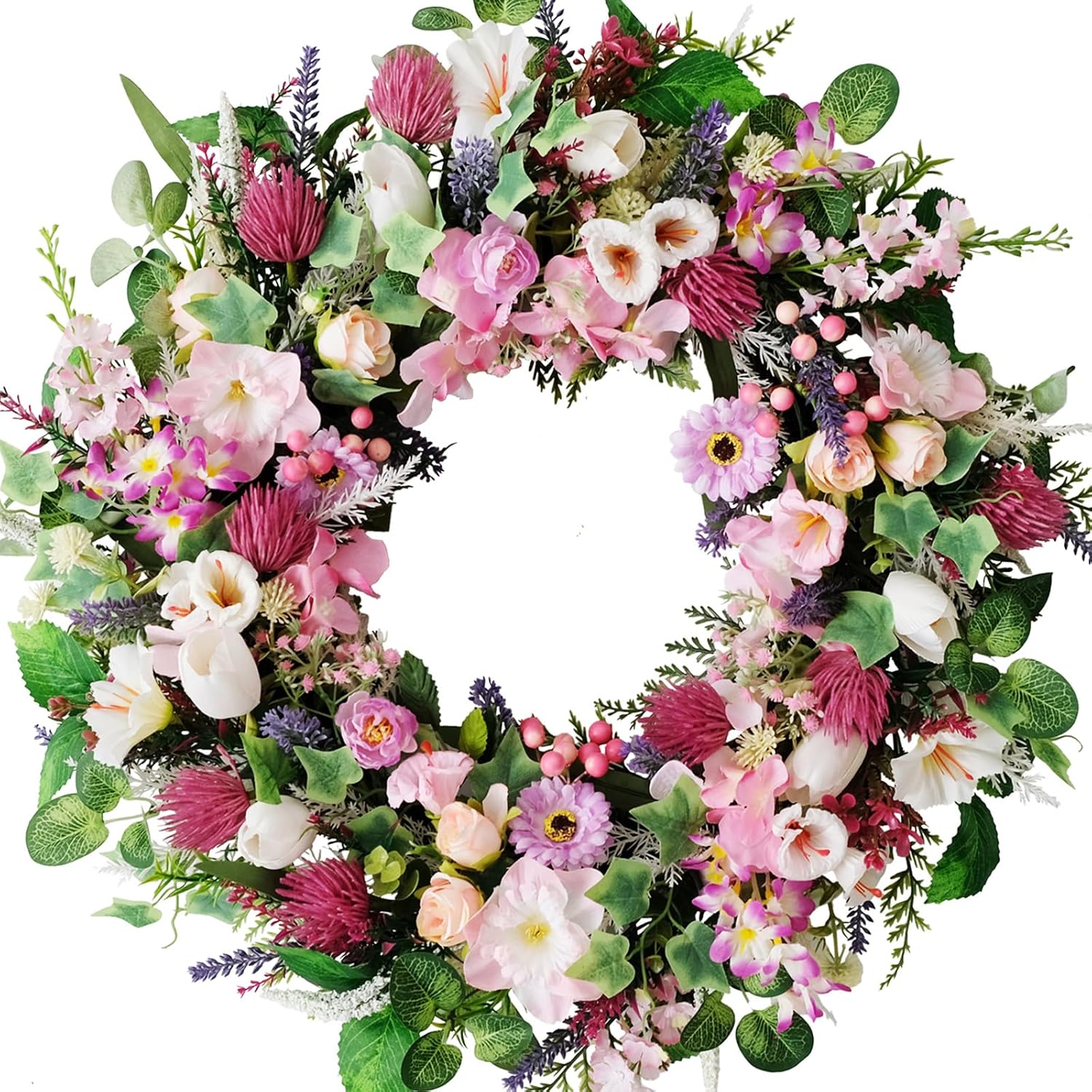 22 Inch Artificial Flower Door Wreath for Spring Summer