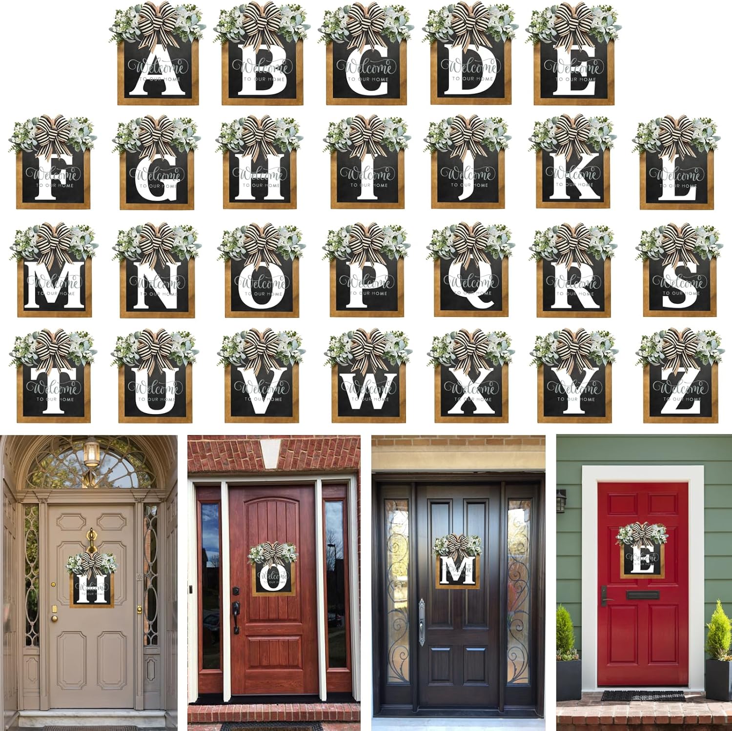 Foomegik 2025 Welcome Wreath for Front Door 14x12