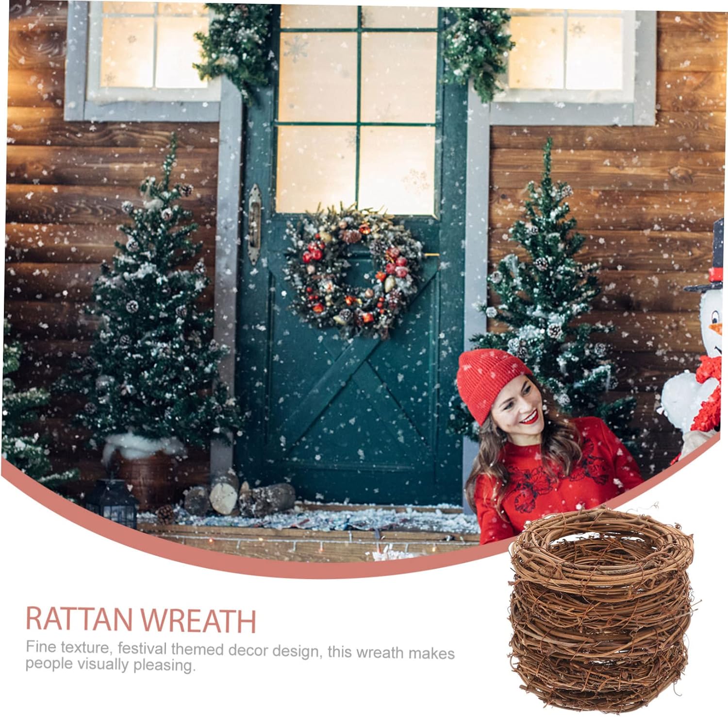 IMIKEYA 20pcs Christmas Woven Rattan Wreaths Door Decor