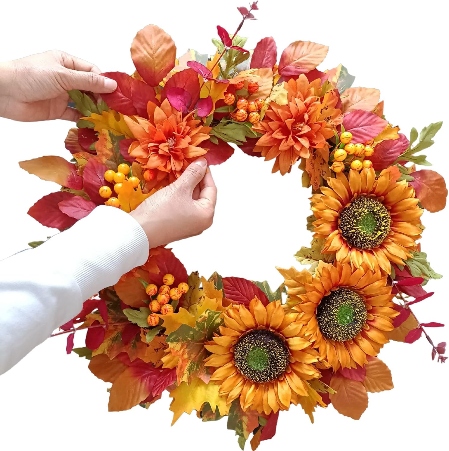 20 Inch Sunflower Wreath Fall Door Decor