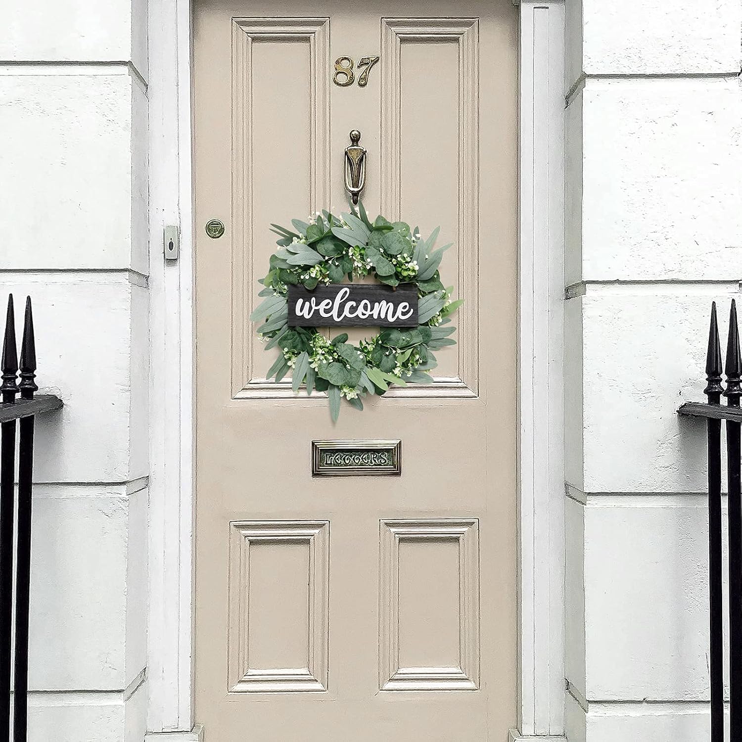Dremisland 18 Inch Green Eucalyptus Wreath for Front Door