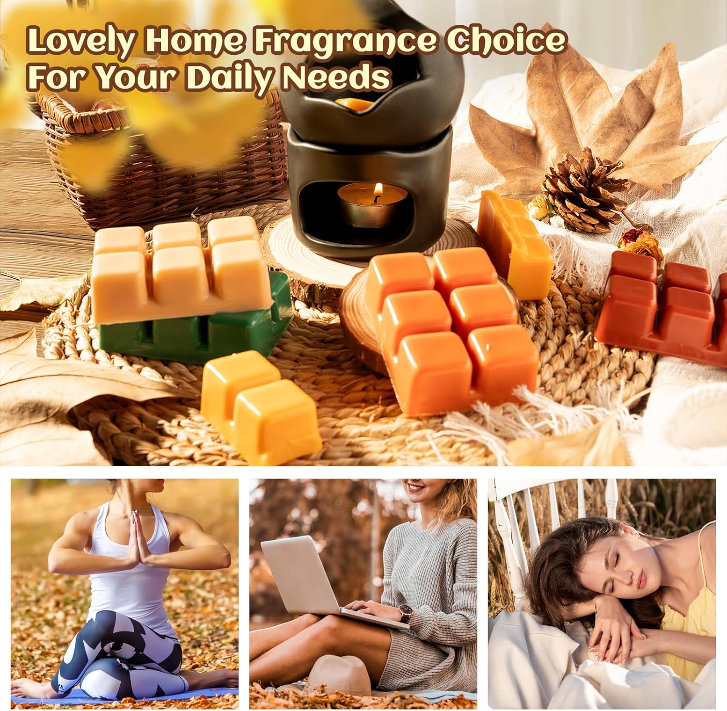 Fall Wax Melts 8 Pack Soy Wax Cubes Autumn Scent