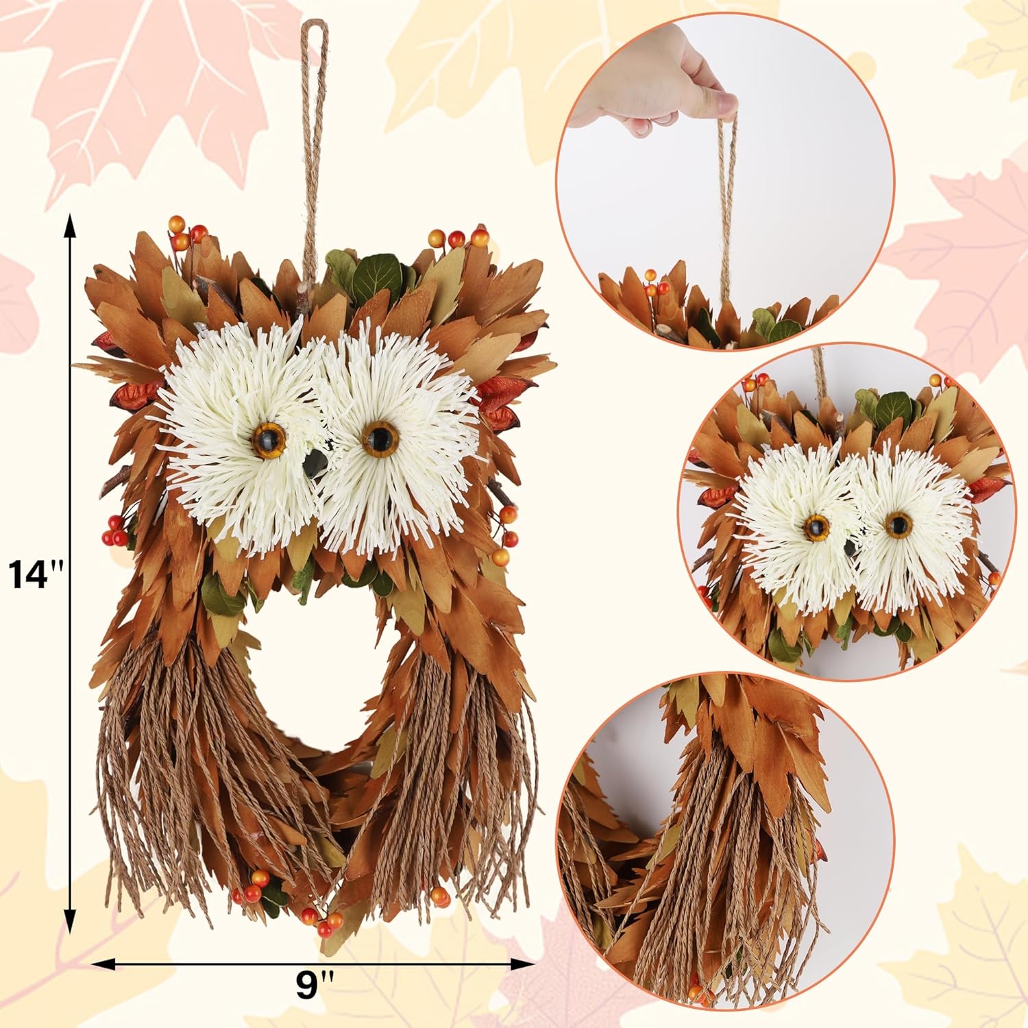Winemana Fall Wreath with Owl and Berries