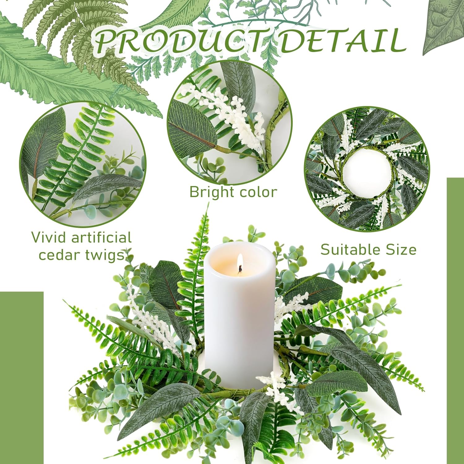 4pcs 9 Mini Eucalyptus Wreaths for Cabinet Decor