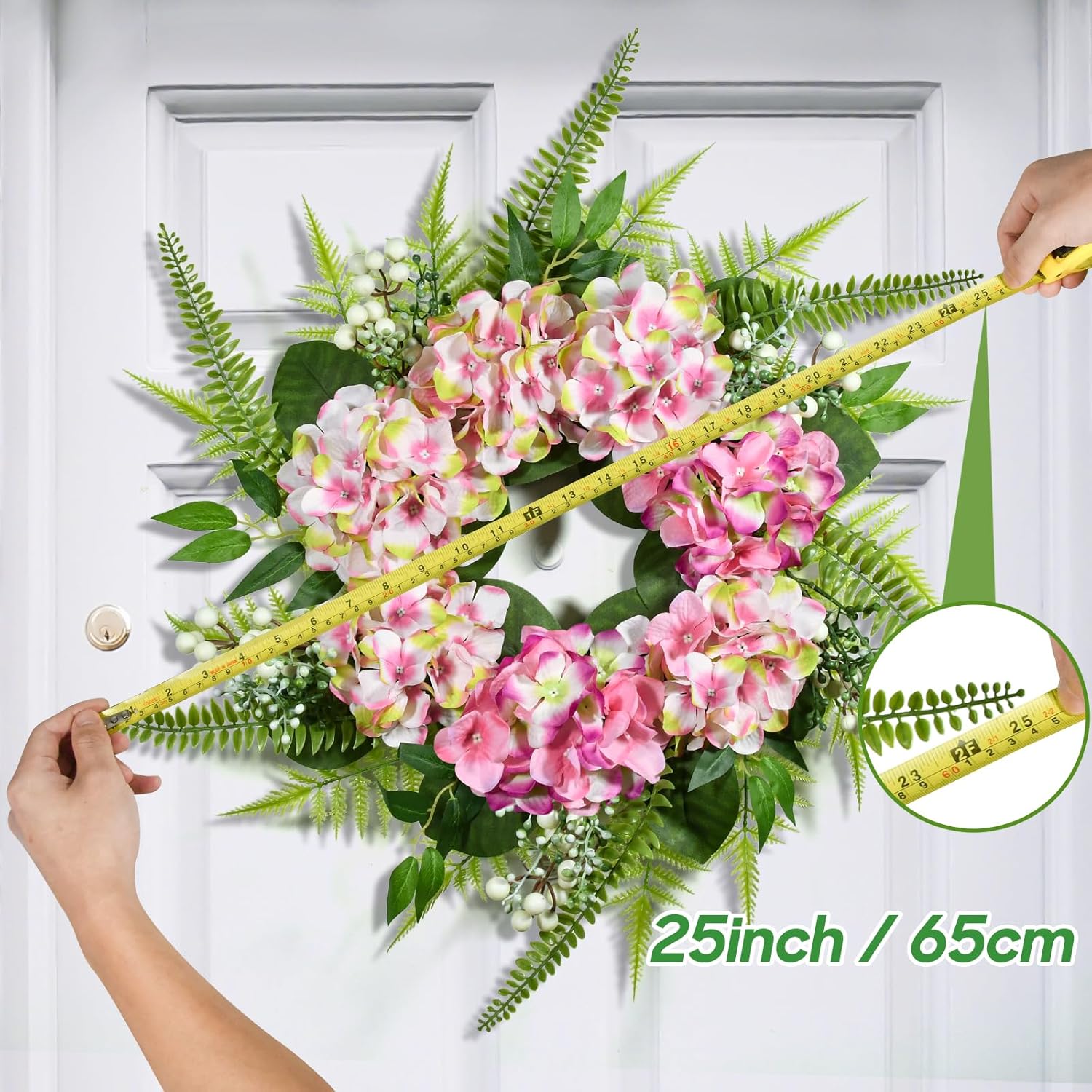 25 Inch Hydrangea Wreath for Front Door and Wall
