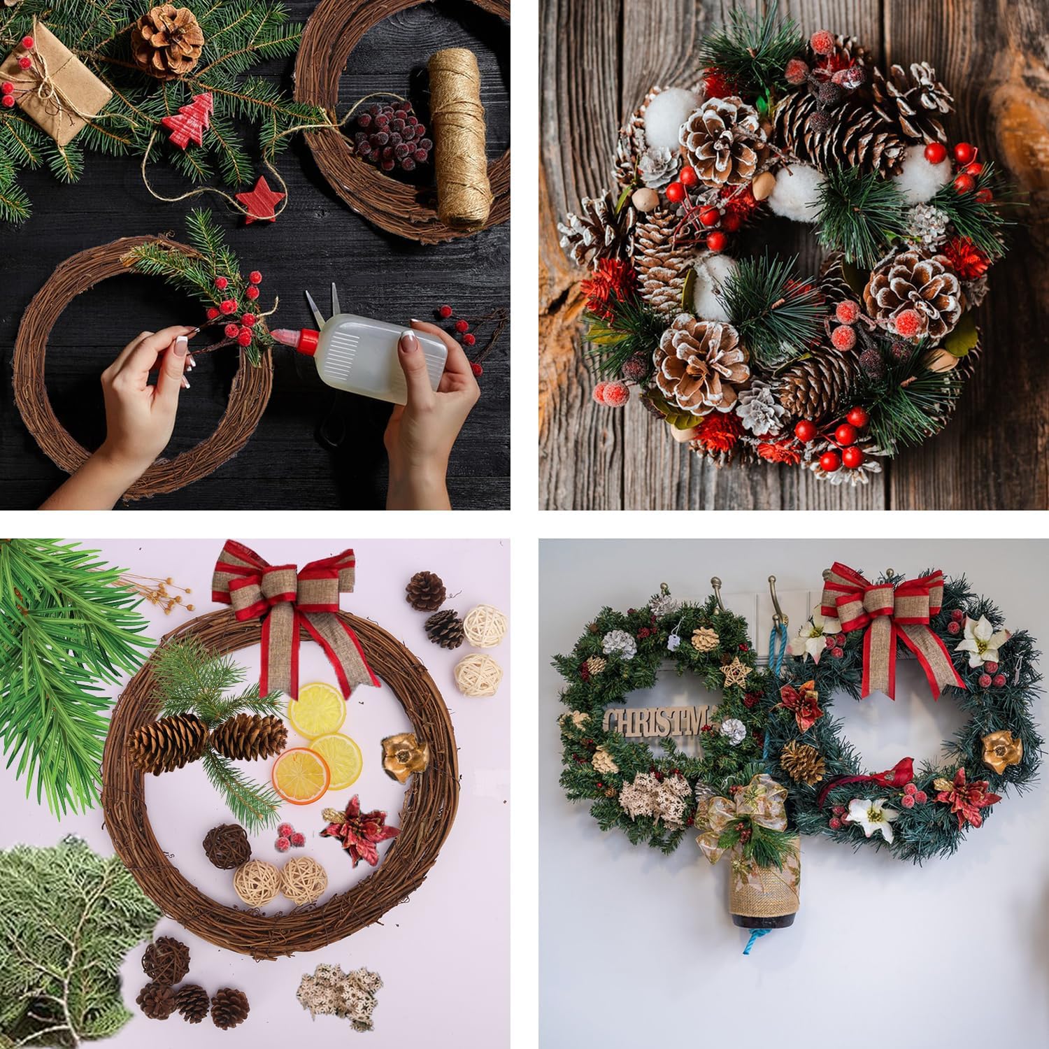 9 Pcs 10 Inch Natural Grapevine Wreath Set for DIY Crafts