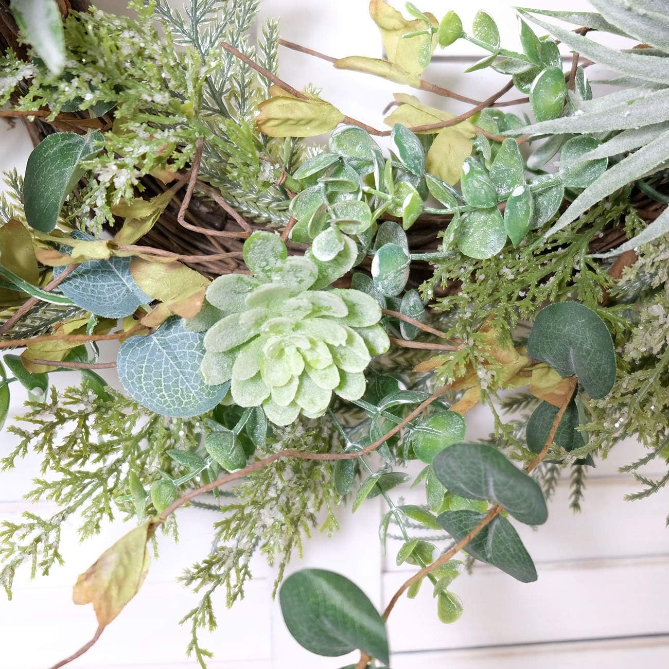 Idyllic 22 Inch Artificial Succulents Wreath for Front Door