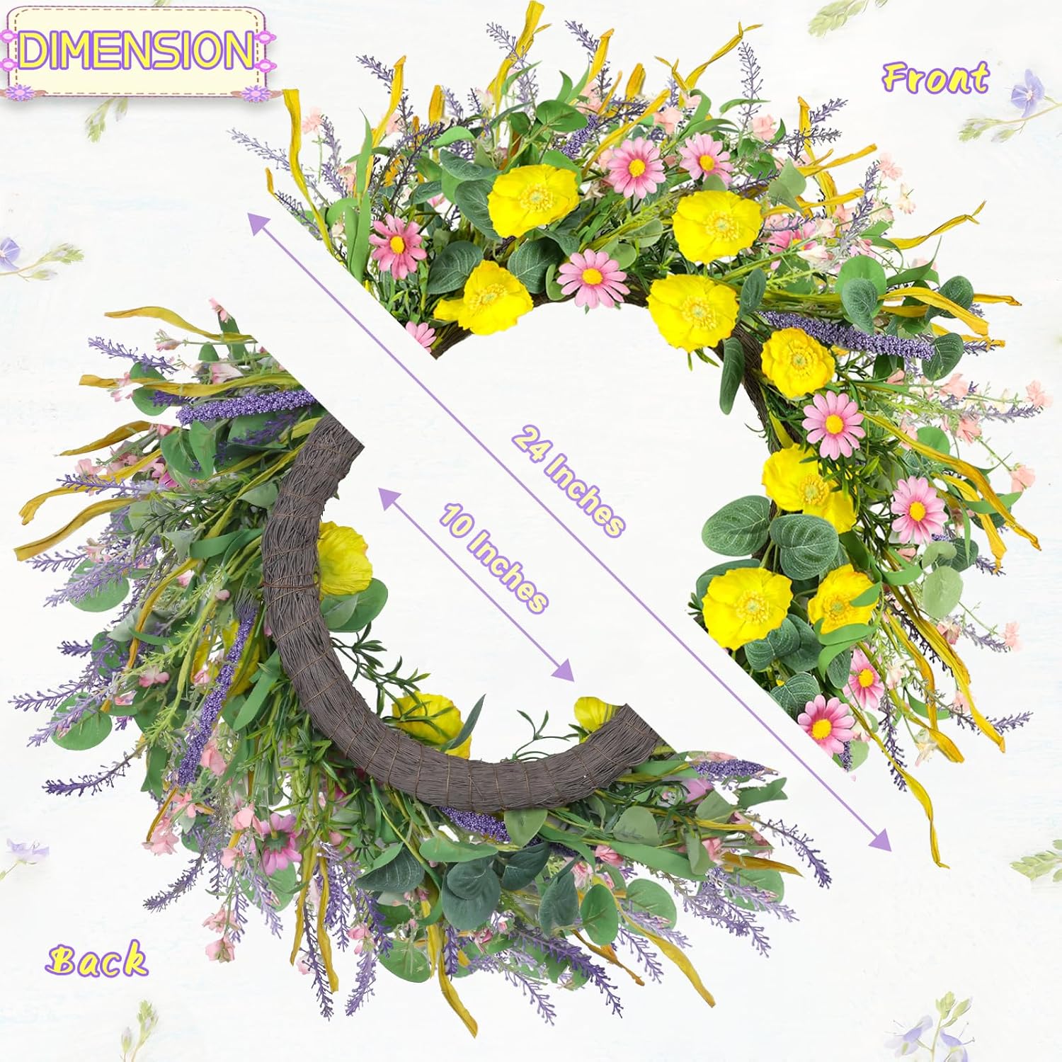 Zmtyykh 24 Inch Summer Wreath Door Decor