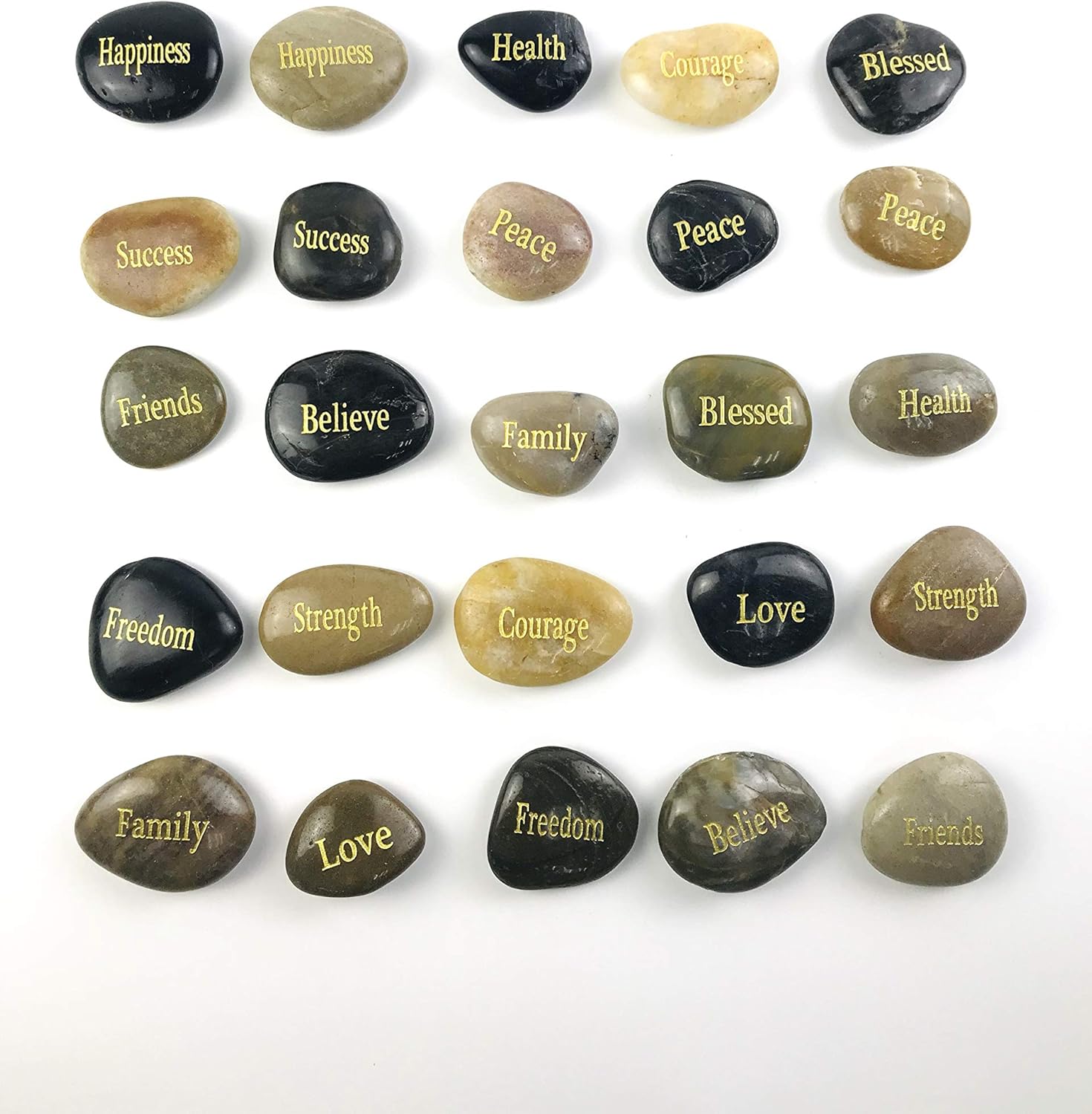 24pcs Engraved Inspirational River Stones Gift Set