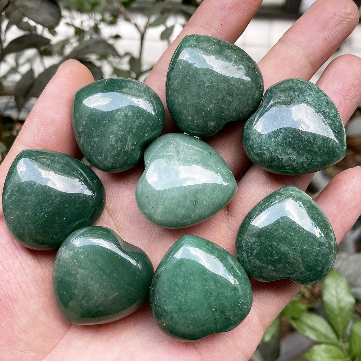 Fekuar 4Pcs Natural Aventurine Heart Stones Set