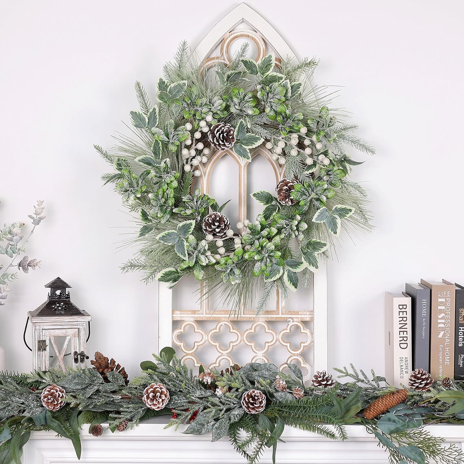 Winter Christmas Wreath for Front Door 20 Inches