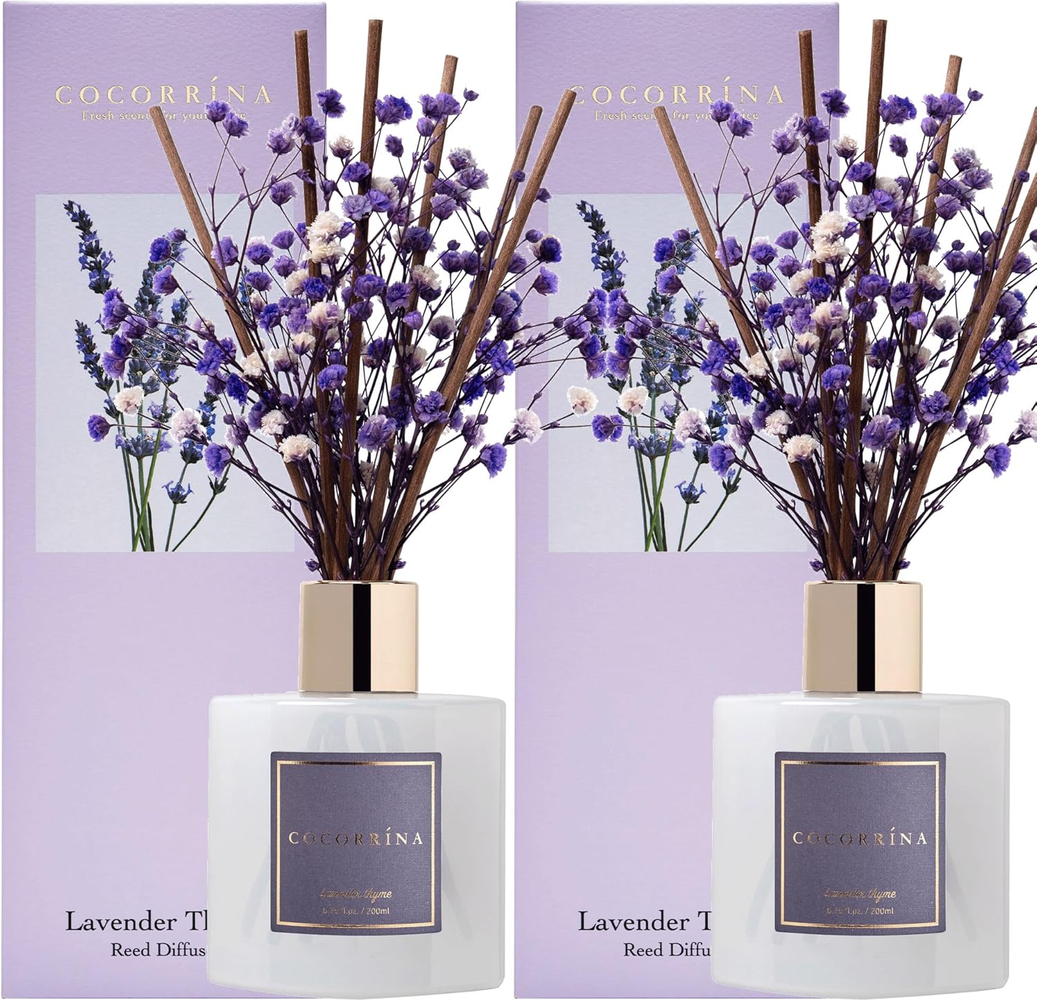 Cocorrna Premium Reed Diffuser Set with Lavender Thyme Scent