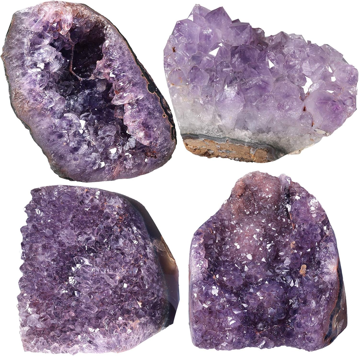 Rockcloud Natural Purple Amethyst Crystal Cluster Geode Druzy Desk Decoration