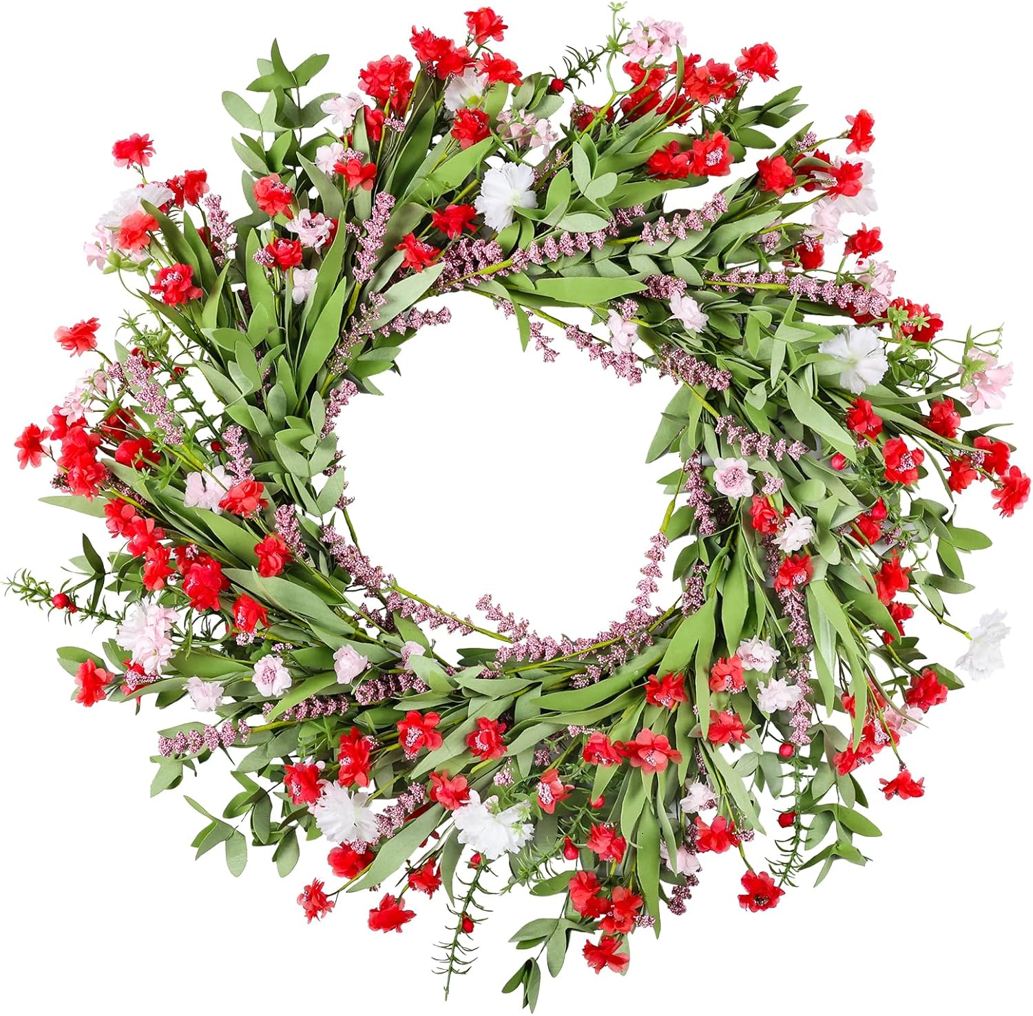 26 Inch Artificial Spring Wreath with Wildflowers