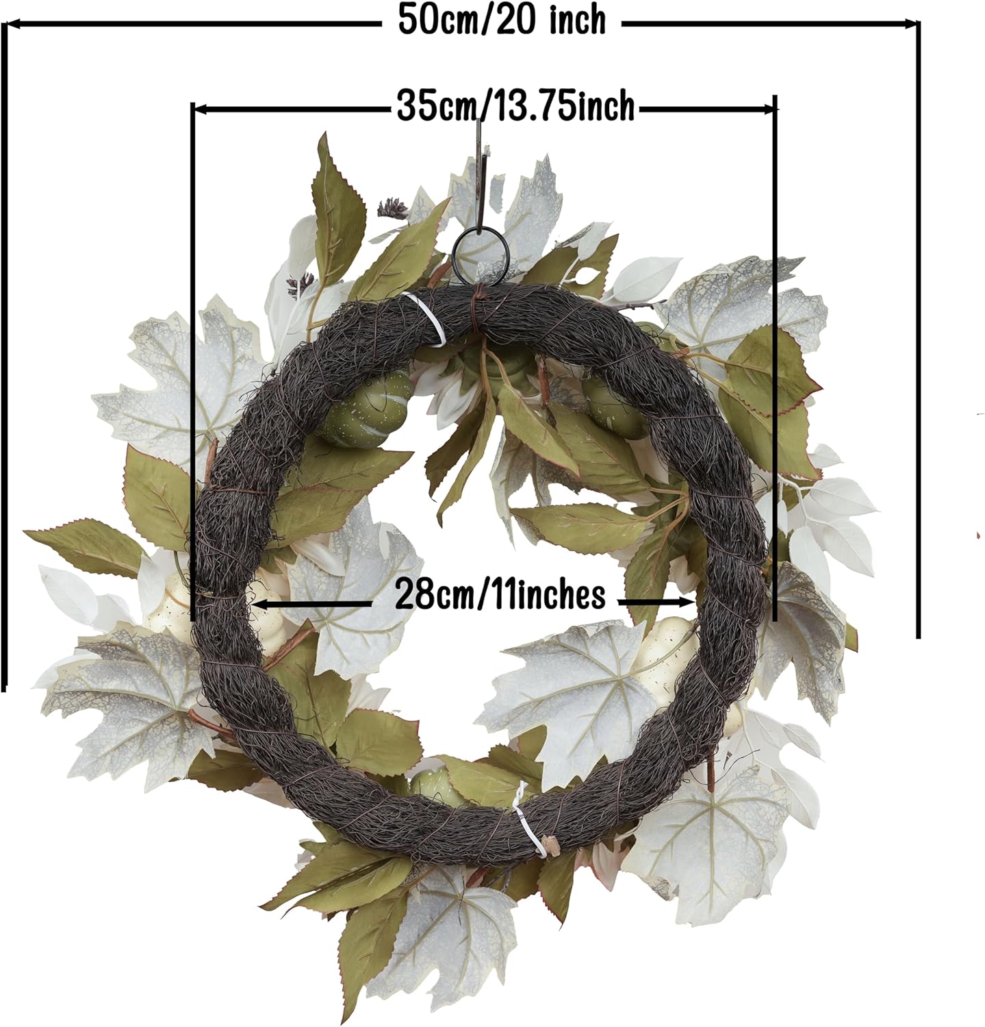 20 Inch Fall Wreath for Front Door Decor