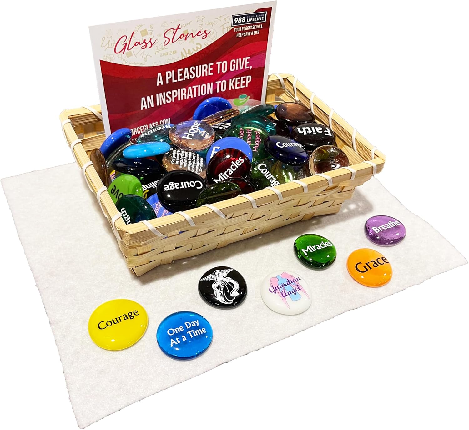 Lifeforce Glass Imprinted Stones Set of 100