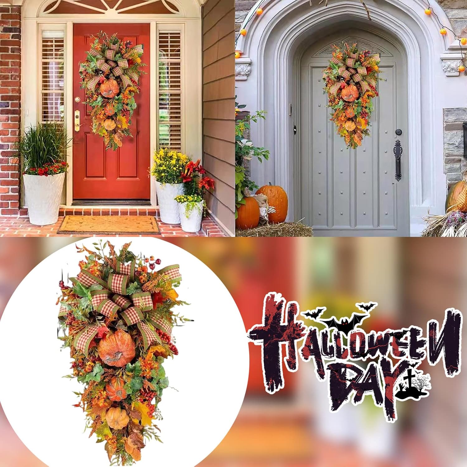 Fall Swag Front Door Wreath - Autumn Thanksgiving Decor