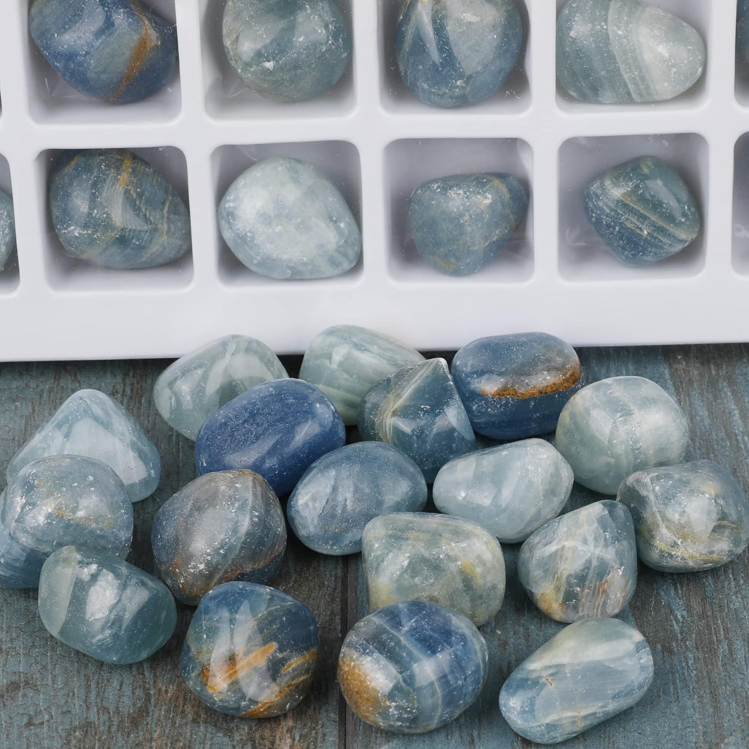 Blue Caribbean Calcite Stone Collection Box