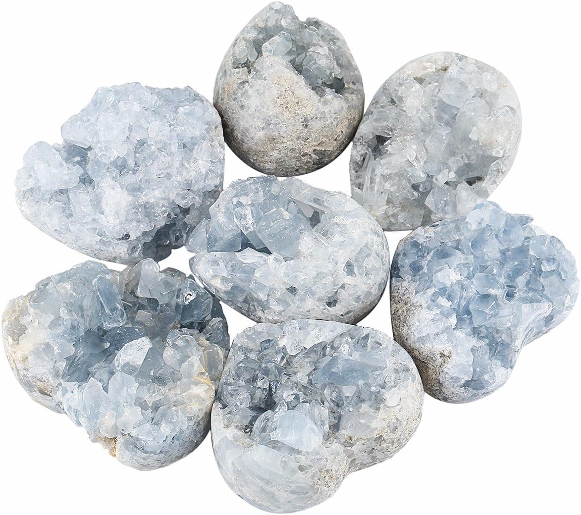 Rockcloud Natural Blue Celestite Crystal Cluster Home Decoration Gemstone