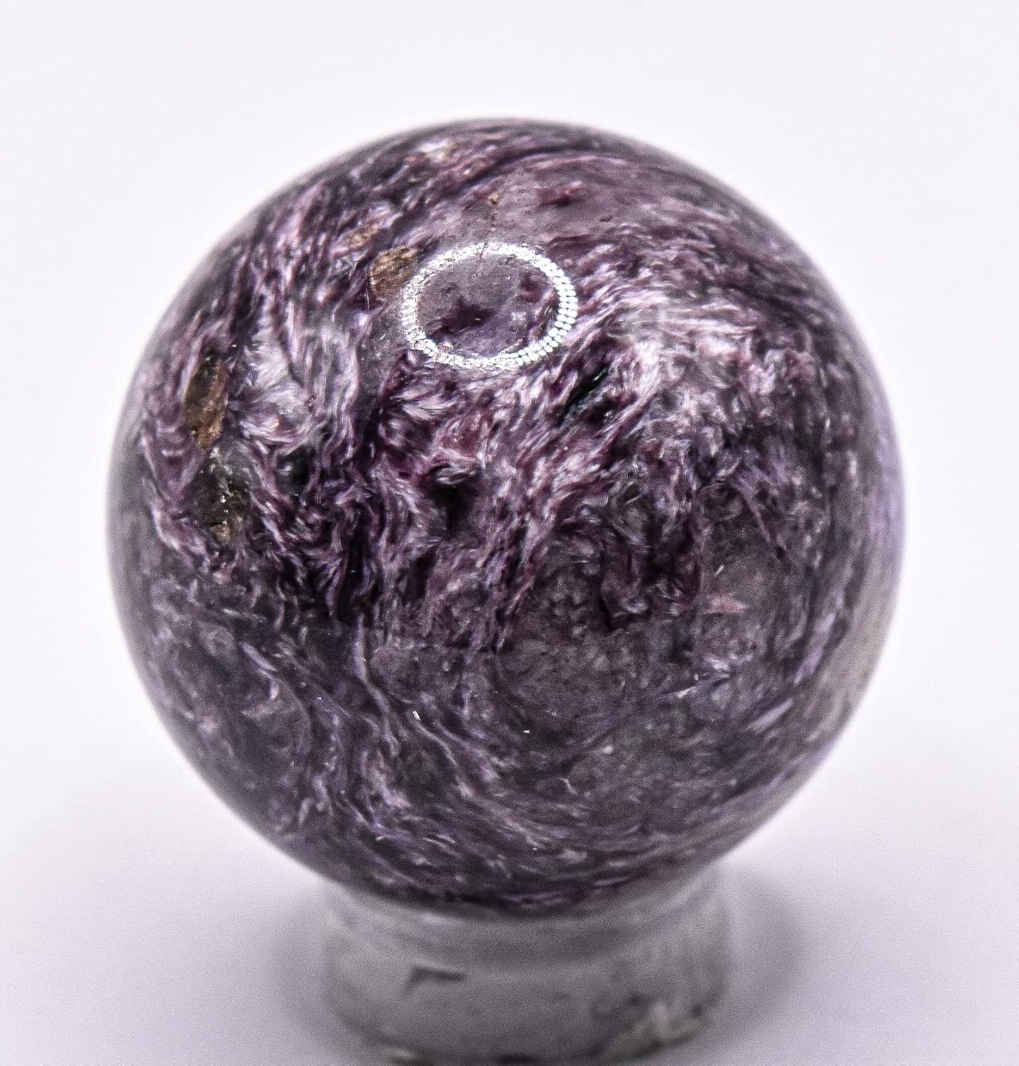 30mm Purple Charoite Sphere with Orange Inclusions Decor Ball - Russia