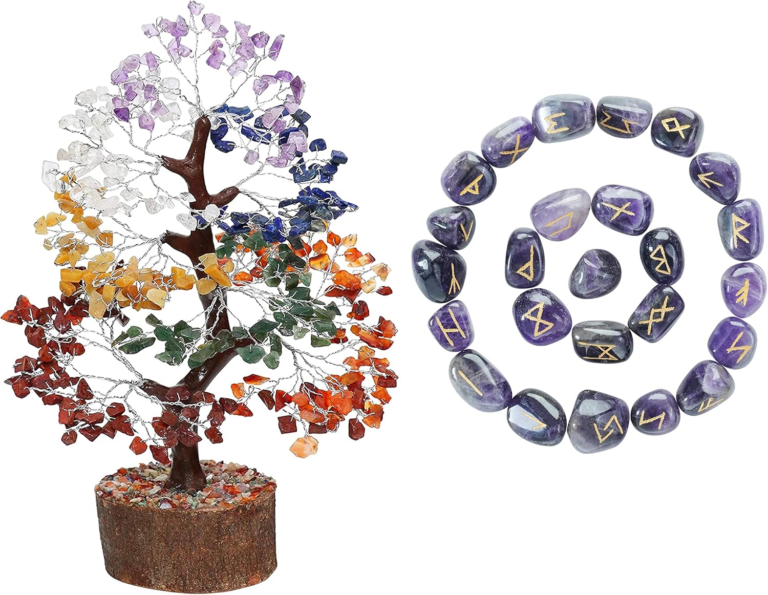Crocon Seven Chakra Gemstone Money Tree Feng Shui Figurine
