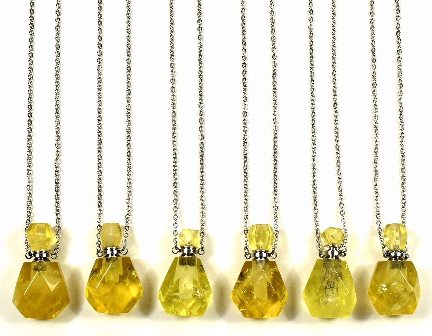 33mm Golden Citrine Mini Perfume Carved Bottle with Chain