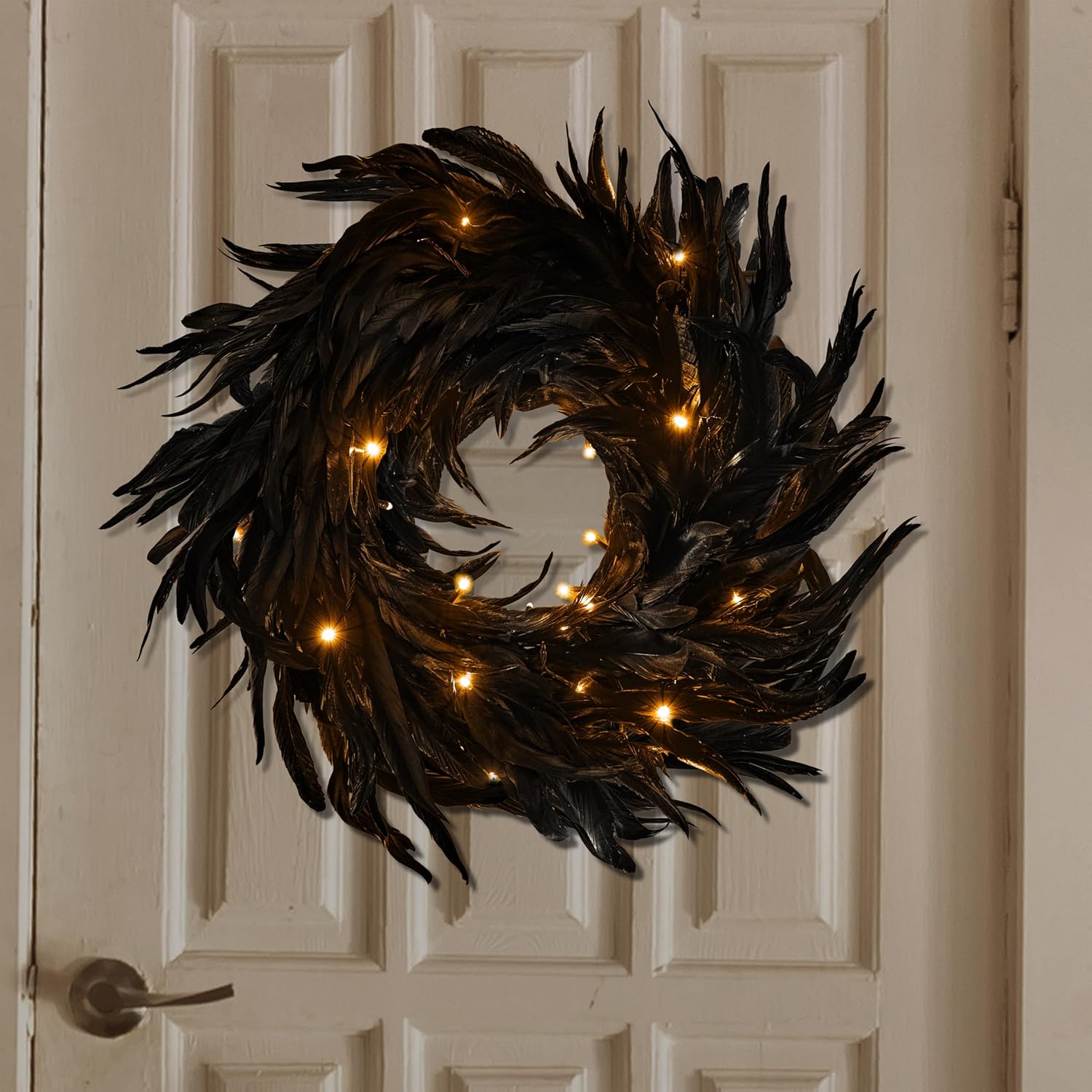 JOYIN 135 Inch Black Feather Halloween Wreath