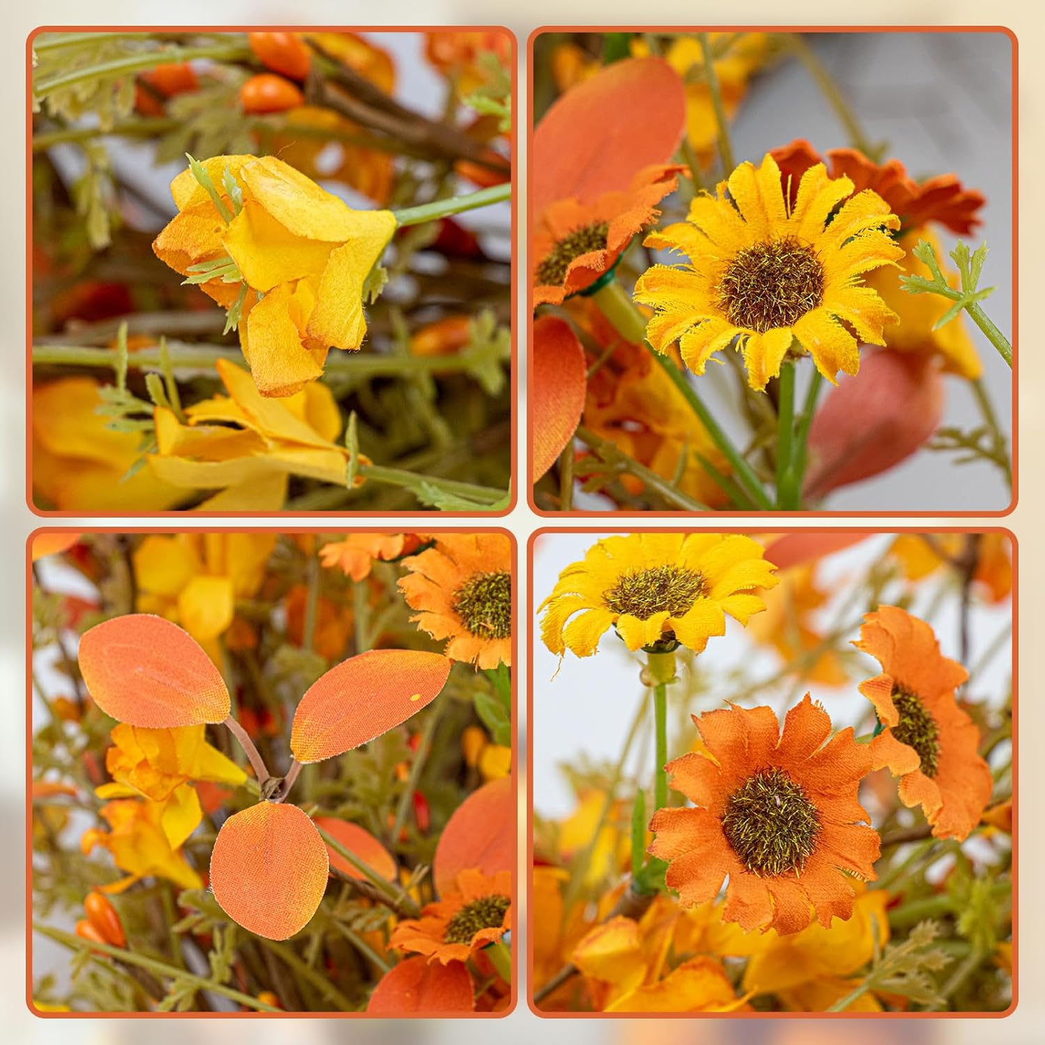 18 Inches Rustic Fall Wreath with Wildflowers and Boxwood
