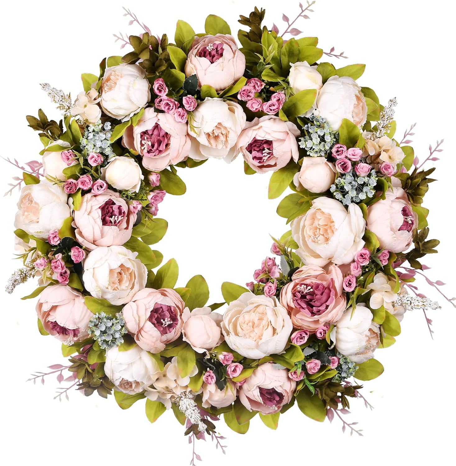 22 Inch Handmade Peony Wreath for Front Door