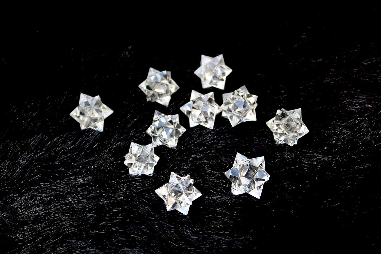 Jet Crystal Quartz Merkaba 12 Point Healing Star
